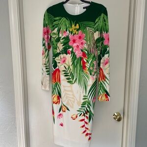 Maggy London Floral Long Sleeve Midi Dress